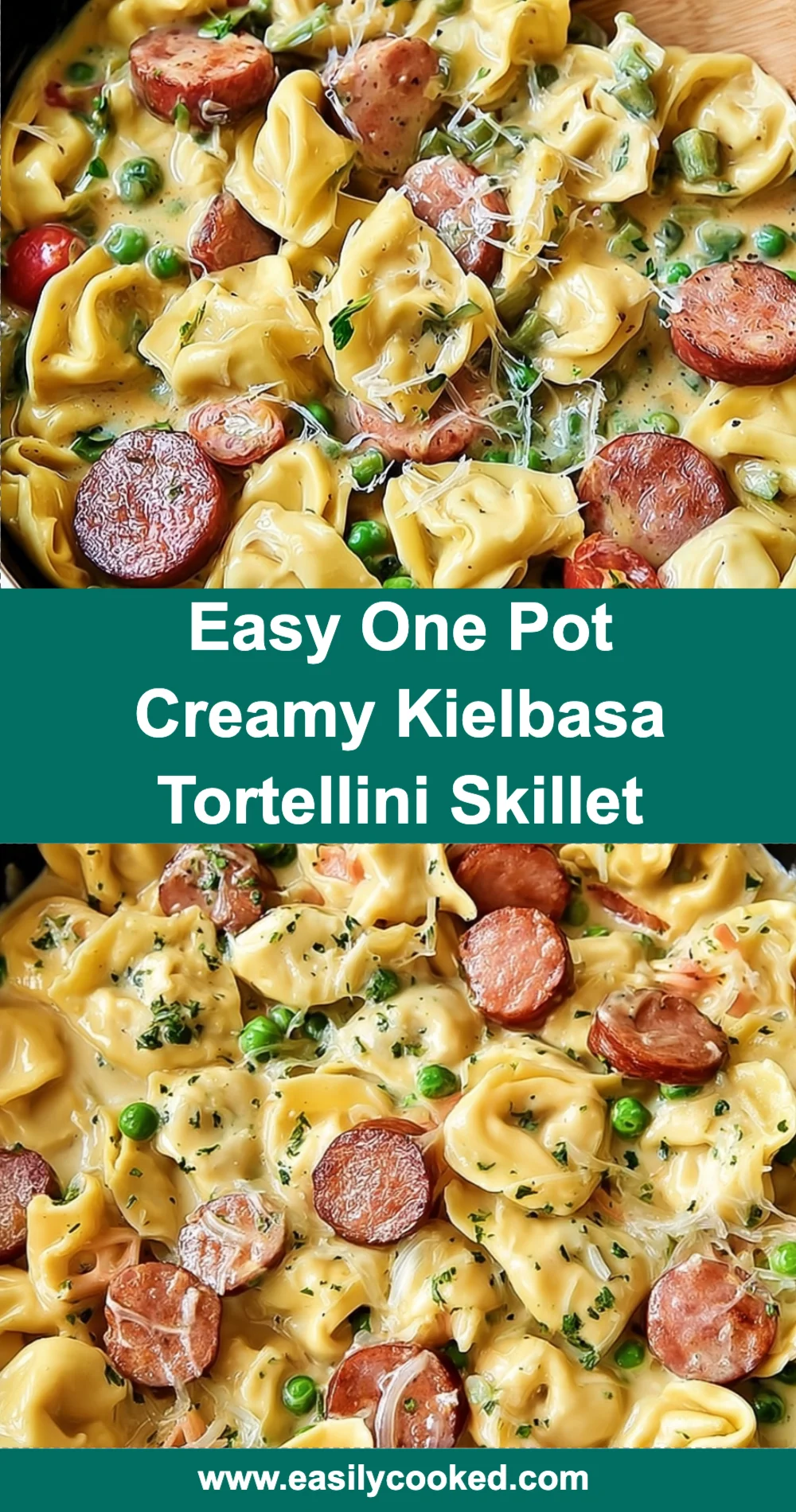 Easy One Pot Creamy Kielbasa Tortellini Skillet Recipe