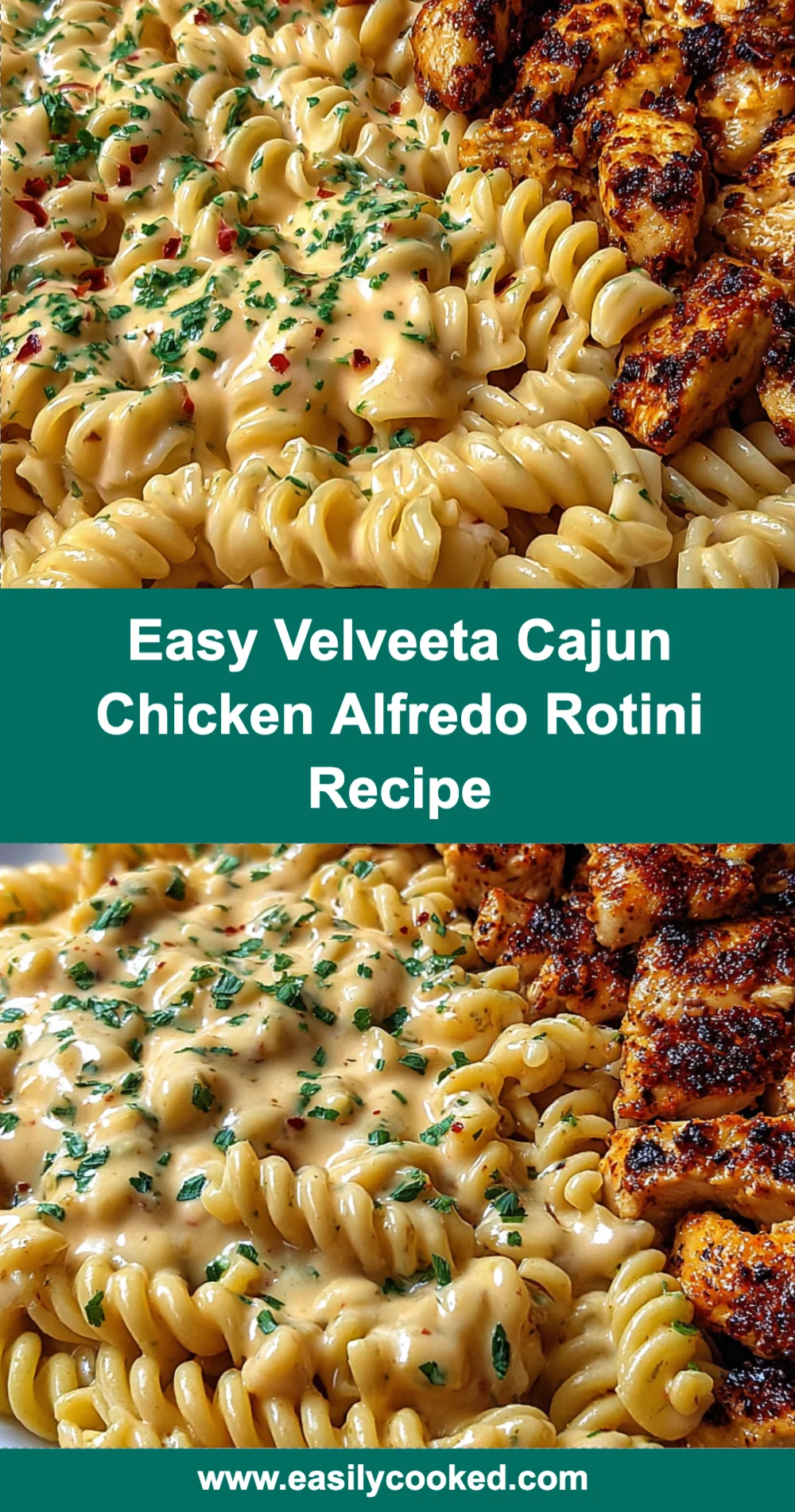 Easy Velveeta Cajun Chicken Alfredo Rotini Recipe